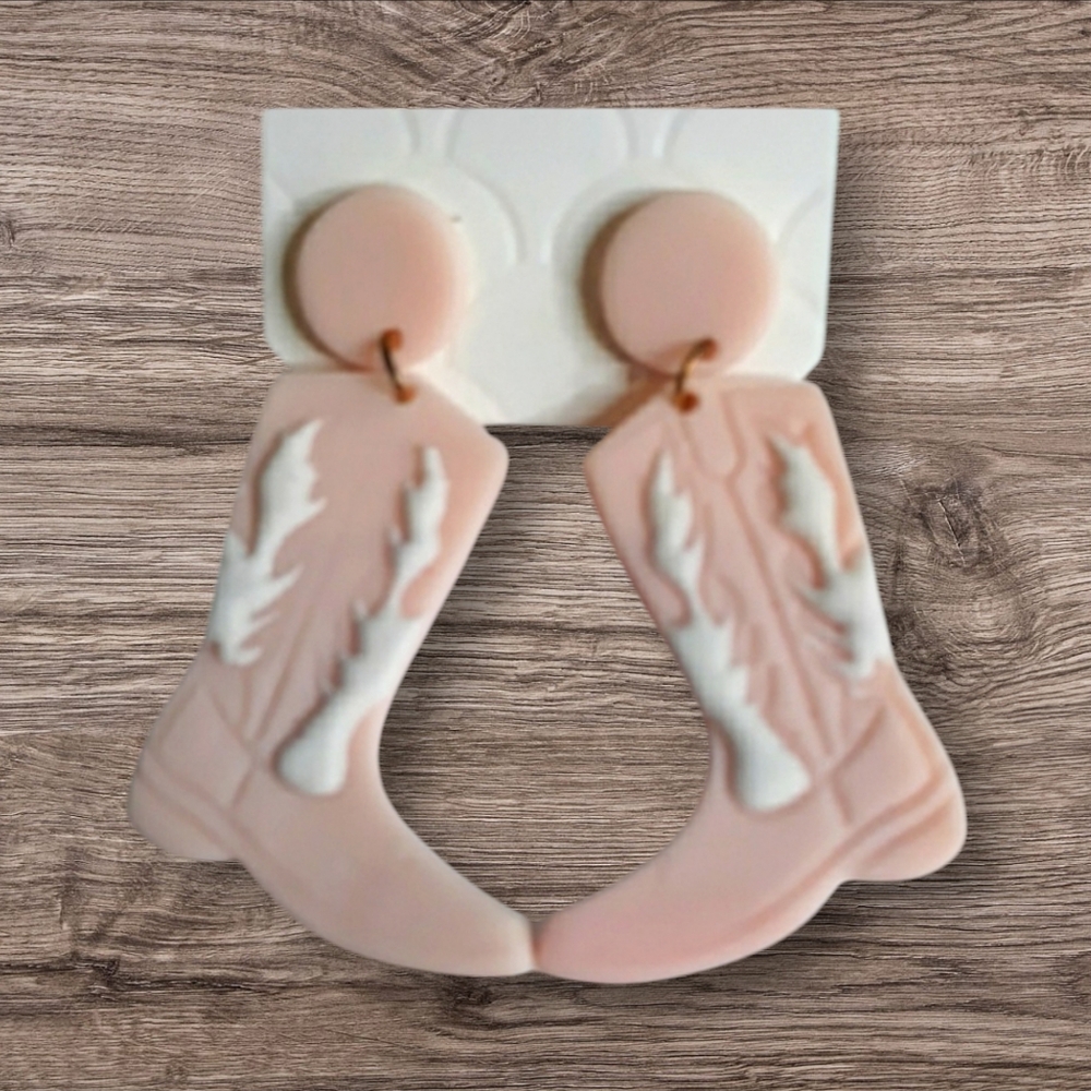 CLAY WESTERN STYLE BOOTS DANGLE EARRING